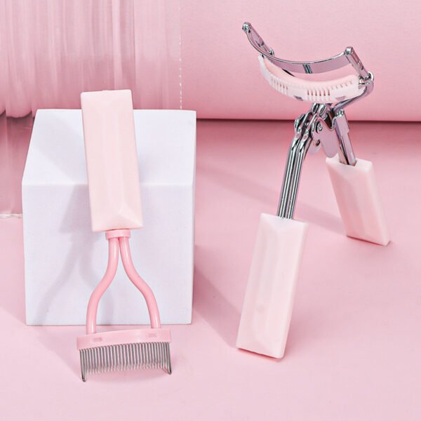 Pink Stainless Steel Eyelash Curlers Set
