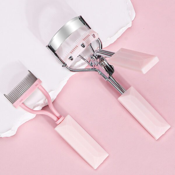 Pink Stainless Steel Eyelash Curlers Set with Comb Makeup Beauty