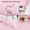 Pink Stainless Steel Eyelash Curlers Set with Comb Makeup Beauty