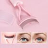 Pink Stainless Steel Eyelash Curlers Set with Comb Makeup Beauty