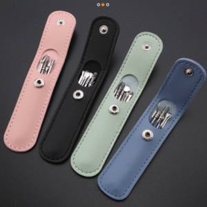 Leather Case Portable 6-Piece Stainless Steel Earpick Set With Wax Cleaning Personal Care Ear Spoon