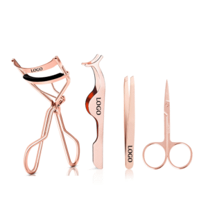 Rose Gold Stainless Steel Eyelash Tools Set Eyelash Curler Tweezers Scissors