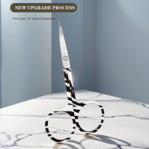 Zebra Patterned Stainless Steel Eyebrow Scissors, Precision Trimming Tool for Brows & Lashes