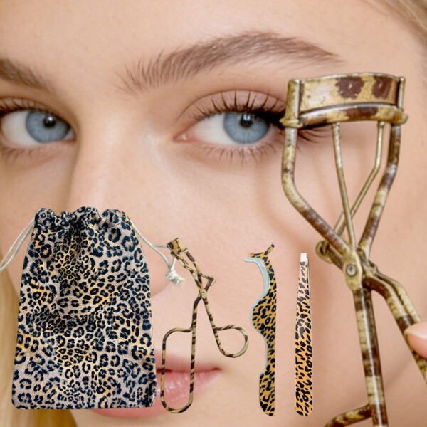 主图 ✨ Leopard Print 4-in-1 Eyelash Curler Set | Portable Eye Makeup Tool Kit with Travel Pouchc