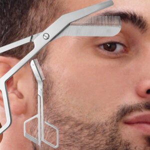 Professional Ergonomic Eyebrow Grooming Scissors – Stainless Steel Precision Trimming Shears for Home & Salon Use