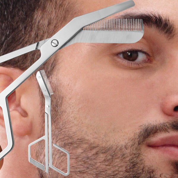 Professional Ergonomic Eyebrow Grooming Scissors – Stainless Steel Precision Trimming Shears for Home & Salon Use