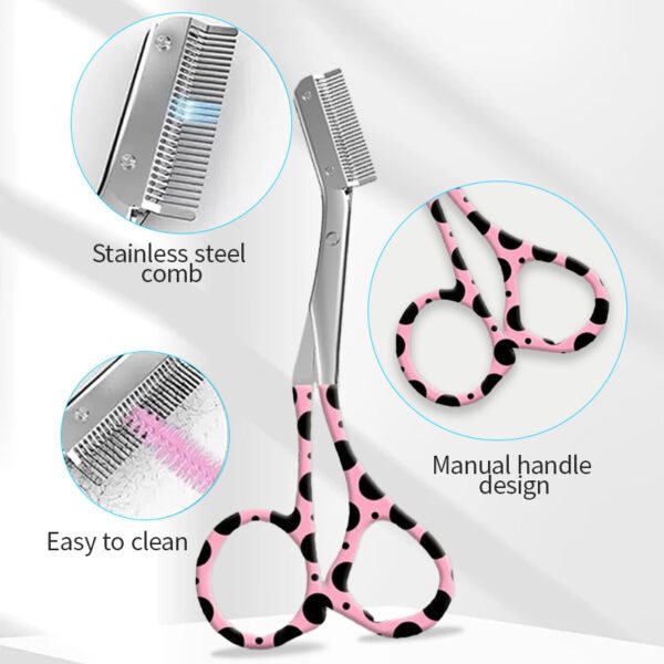 画板 9 J·FOCUS【Leopard Print Eyebrow Scissors Set】Precise Shaping Trimmer with Brow & Lash Brush