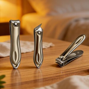 3-Piece Premium Nail Clipper Set | Sharp Carbon Steel Blades & Ergonomic Handles | Includes Straight, Angled & Flat Clippers for Manicure & Pedicure