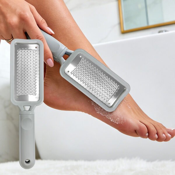 J·FOCUS Stainless Steel Foot File Callus Remover – Ergonomic Anti-Slip Handle, Pedicure Heel Scraper for Dry Cracked Feet