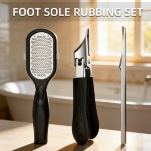 3Pcs Foot Care Kit, Foot File + Ingrown Toenail Clipper +Foot Rasp, Stainless Steel Pedicure Tools for Dead Skin/Calluses, Anti-Splash Design, Ideal Gift for Men & Women, Perfect for Home & Salon Use