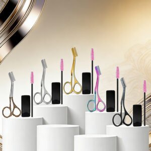 J·FOCUS Professional Eyebrow Trimming Scissors Set with Spoolie Brush