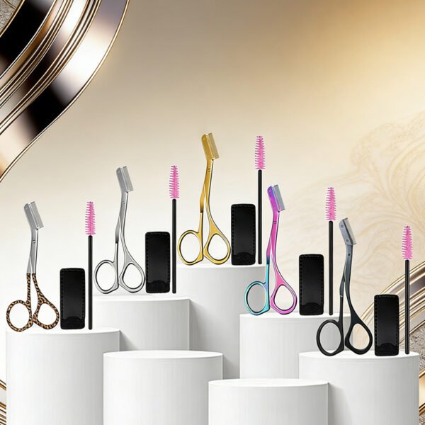 J·FOCUS Professional Eyebrow Trimming Scissors Set with Spoolie Brush