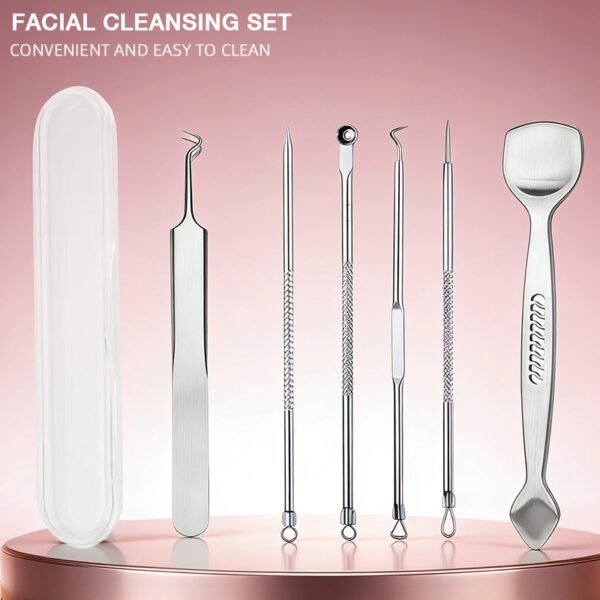 6-Piece Professional Blackhead Remover Tool Set | Stainless Steel Pimple Popper Kit with Storage Case