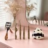 6-Piece Leopard Print Makeup Tool Set | Eyelash Curler, Tweezers & Powder Puff Kit