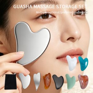 Heart Shaped Gua Sha Facial Tool with Storage Pouch | Multi-Color Optional Skin Massage Board