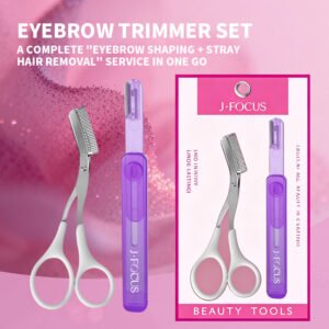 2-Piece Eyebrow Shaping Set | Safety Brow Razor + Comb Scissors for Beginners