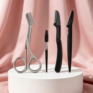 画板 10 4Pcs Professional Eyebrow Grooming Set | Safe Brow Razor & Scissors Shaping Kit