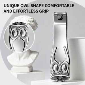 画板 5 Premium Stainless Steel Owl Nail Clipper with Leather Case