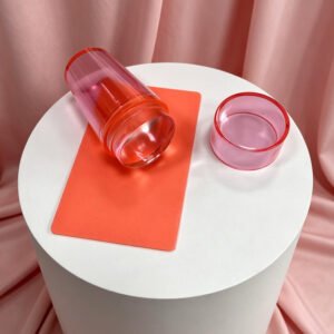 画板 7 Transparent Silicone French Nail Stamper with Scraper, Reusable Nail Art Seal Tool for DIY French Tip Manicure