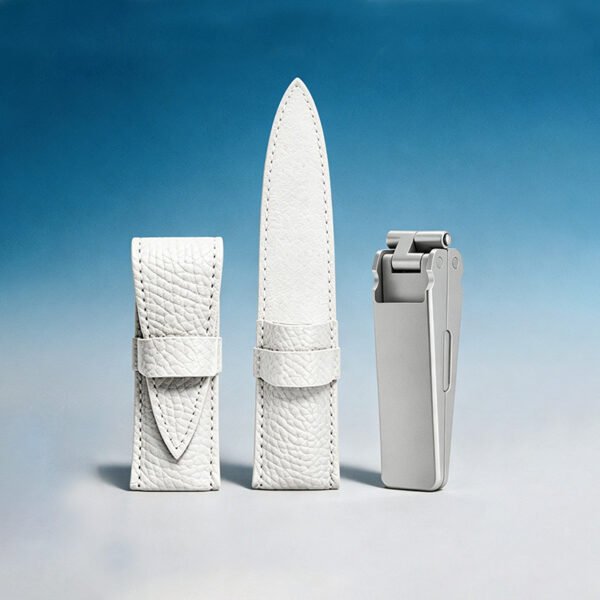 Premium Foldable Wide Jaw Nail Clipper with Leather Storage Pouch