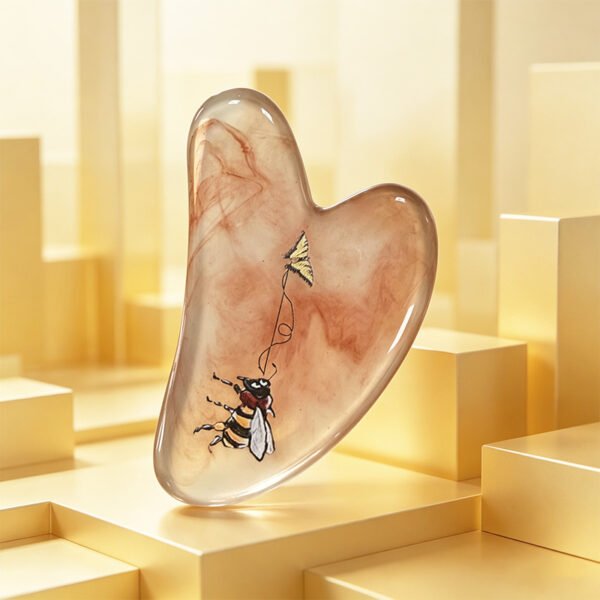 Bee Print Heart Gua Sha Tool, Resin Facial Massage Board