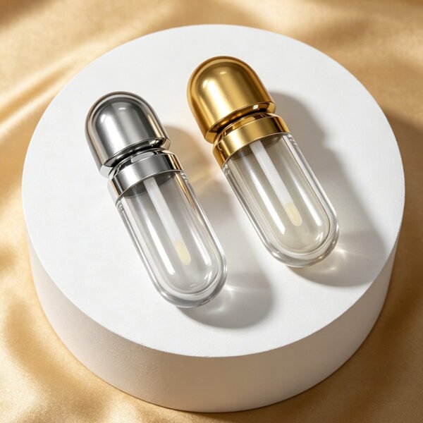 Refillable Metallic Lip Gloss Tube, Portable Elliptical Lip Glaze Bottle for Travel & DIY